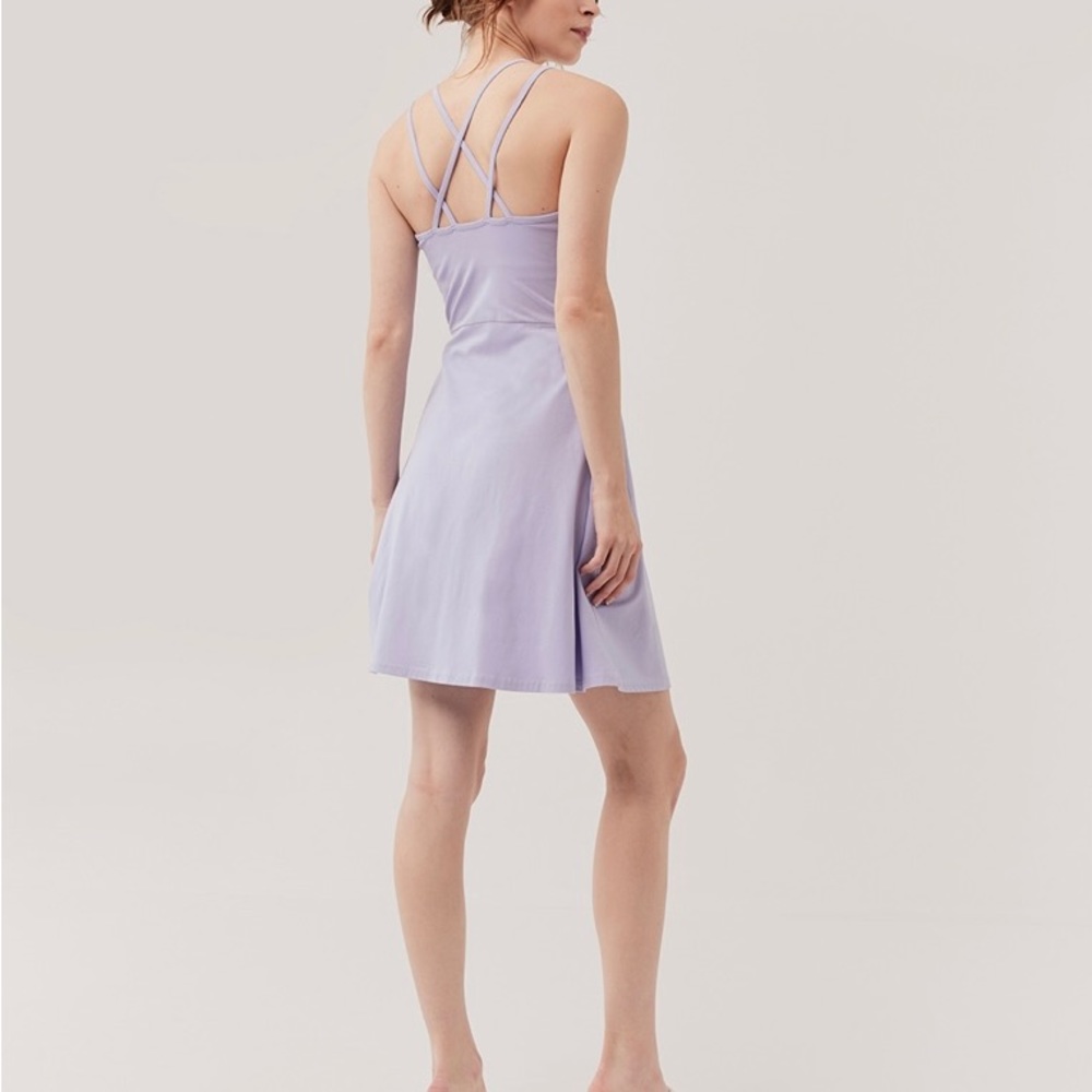 Pact cotton lavender fit and flare dress xs